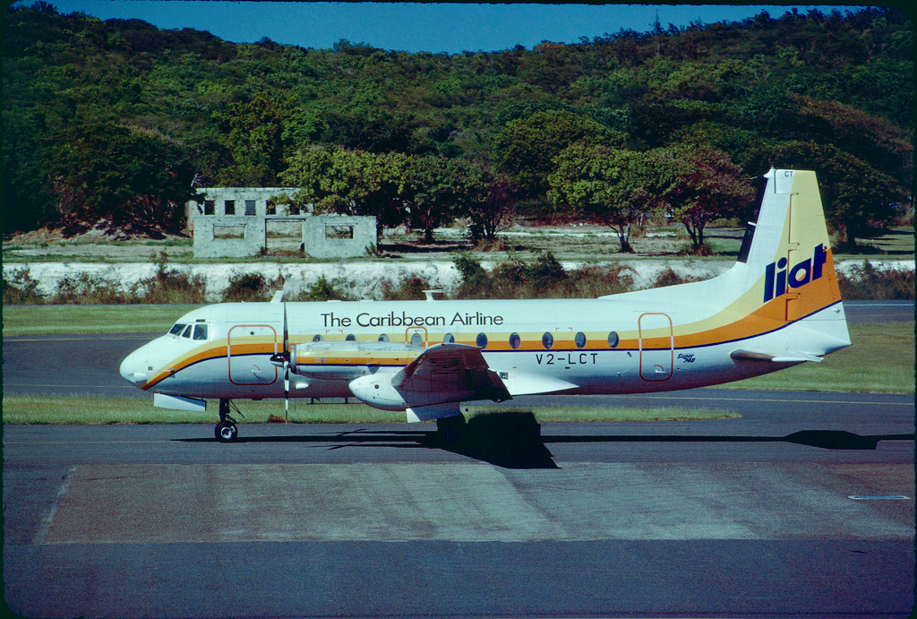 A LIAT plane on the runway.