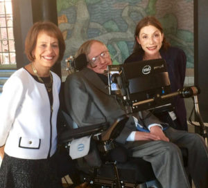 From left, Carol Folt, Stephen Hawking and Laura Mersini-Houghton. (Photo provided by University of North Carolina)
