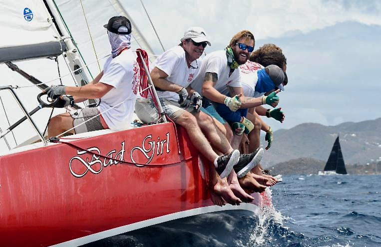In the CSA Spinnaker Racing 2 class, St. Croix’s Mackenzie Bryan drives the J/100, Bad Girl, to a first place finish. (Photo by Dean Barnes, © St Thomas International Regatta)