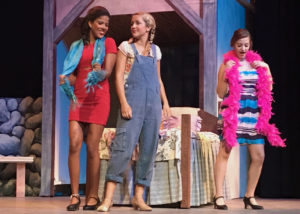 In a scene from 'Mamma Mia,' Donna and the Dynamos reminisce about the '70s, from left: Tanya played by Mayah Russell, Donna played by Avery White, Rosie played by Carolyn Grimm. (Elisa McKay photo)