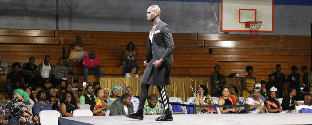 Couture Runway brought a 'fashion forward' look, as Semien Sutton of St. Croix comes down the runway. (Linda Morland photo)