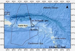 Boundaries of the U.S. Caribbean Exclusive Economic Zone, divided into three areas to recognize their distinct nature and conditions.