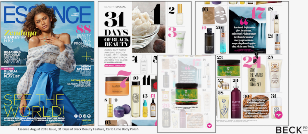 Essence Magazine recognized Itiba in a 2016 spread on 'Amazing Beauty Finds ... From Around the Globe.'