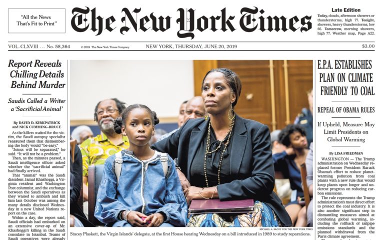 V.I. Delegate on Front Page of New York Times