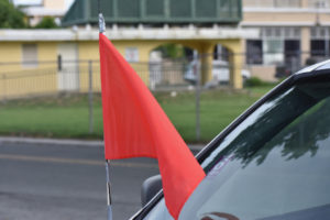 The red-flag theme alluded to the warning signs of abuse.