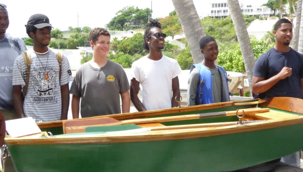 Trainer Charles Martin with trainees Deshoj Hanley, Mikhail Dubovoy, Keia Henry, Kyrell Henry, and Kielli Donoghue at the launching of Grace. (Source photo by Shaun Pennington)