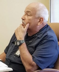 Director of Marine and Cruise Operations Mark Sabino tells the WICO board about potential problems in the coming tourist season. (Source photo by Bethaney Lee)
