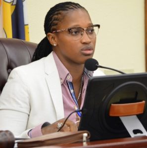 Sen. Janelle Sarauw chairs of the Rules and Judiciary Committee (photo by Barry Leerdam, Legislature of the Virgin Islands).