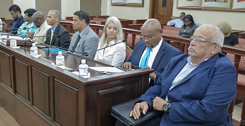 Senators had a row of exports to inform them on the status of port projects. (Photo by Barry Leerdam, V.I. Legislature )