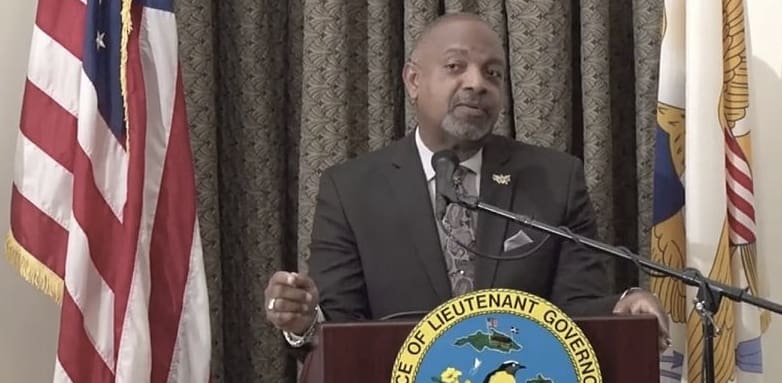 Lt. Gov. Tregenza Roach announces the relaunch of a territorial Street Naming Initiative during a press conference on St. Thomas. (Source photo by James Gardner)