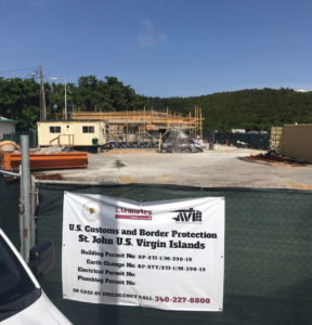 Construction continues on the Customs and Border Protection building in Cruz Bay. While the work goes on, CBP is getting a new trailer to work from. (Source photo by Amy Roberts)