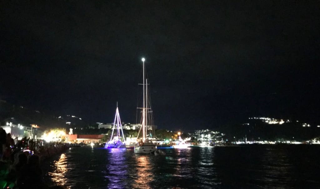 The Lighted Boat Parade illuminated the Charlotte Amalie harbor to the delight of residents watching. (Source photo by James Gardner)