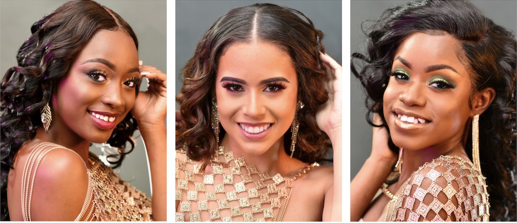 The three contestants, from left, Allayeah John-Baptiste, Izhani Rosa and Tatyana Massiah will compete Saturday for the title of Miss St. Croix. (Submitted photos)