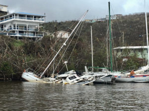 In 2017 sunken yachts lined Brenner Bay, St. Thomas, 2017. (Source file photo)