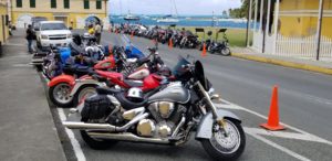 Bikes were lined up in Christiansted on Wednesday. (Photo courtesy of Mark Finch)