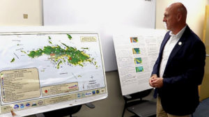 VITEMA Director Daryl Jaschen points out local danger and evacuation zones. (Source photo by James Gardner)
