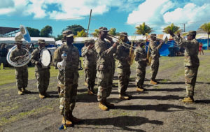 The V.I. Army Band plays during Sturday's opening ceremony. (Source Photo: Darshania Domingo)