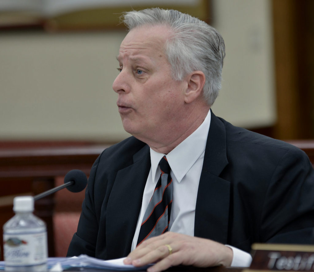 AT&T Legal Counsel Tom Bolt testifies before Wednesday’s committee. (Photo by Chaunte Herbert for the V.I. Legislature)