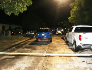 VIPD officers respond Tuesday night to Estate Mon Bijou, where a young black male with multiple gunshot wounds was found with no vital signs. (VIPD photo)