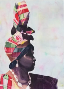 Letisha Ayala’s artwork, titled “Lady in Madras,” took second place. (Image from the Virgin Islands Council of the Arts)