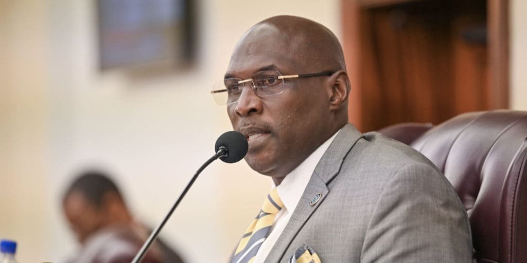 Committee of the Whole Chairman Sen. Novelle Francis Jr. asks for an open and honest conversation with WAPA during Friday’s hearing. (“Photos by Chaunte Herbert, Legislature of the Virgin Islands.)