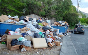 Bins overflow at the Solberg Road site. (Source photo by Shaun A. Pennington)