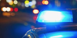 Police car on the street at night
