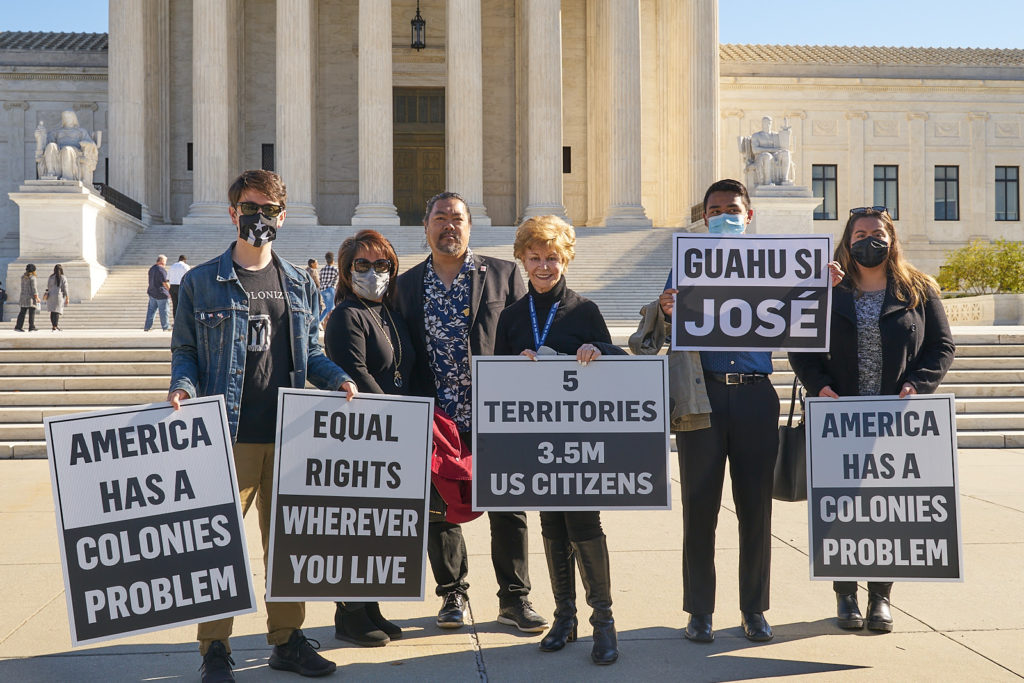 Former Congresswoman Madeleine Bordallo, along with other current and former residents of U.S. territories, at the Supreme Court as part of Equally American's “I am José” campaign. (Photo by Chantale Wong Photography)
