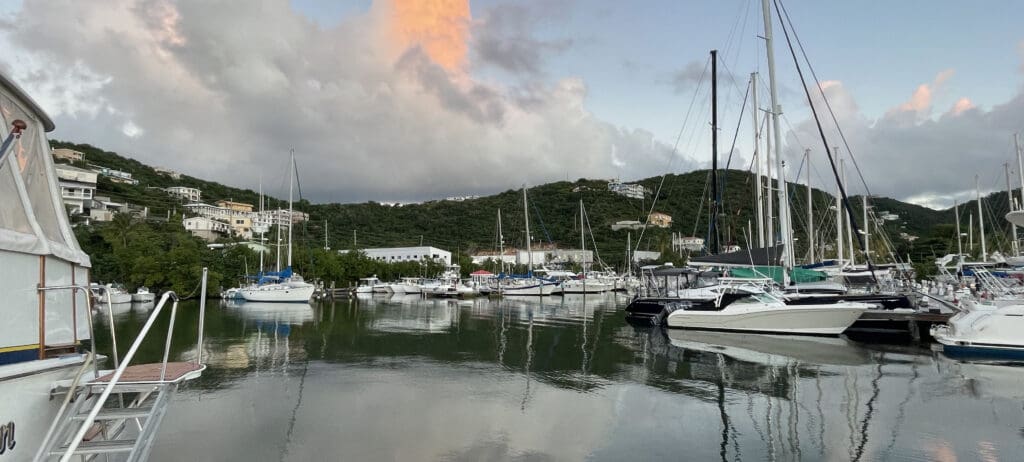 The Oasis Cove Marina on St. Thomas, where a woman and an infant were pulled from the water Tuesday night. (VIPD photo)