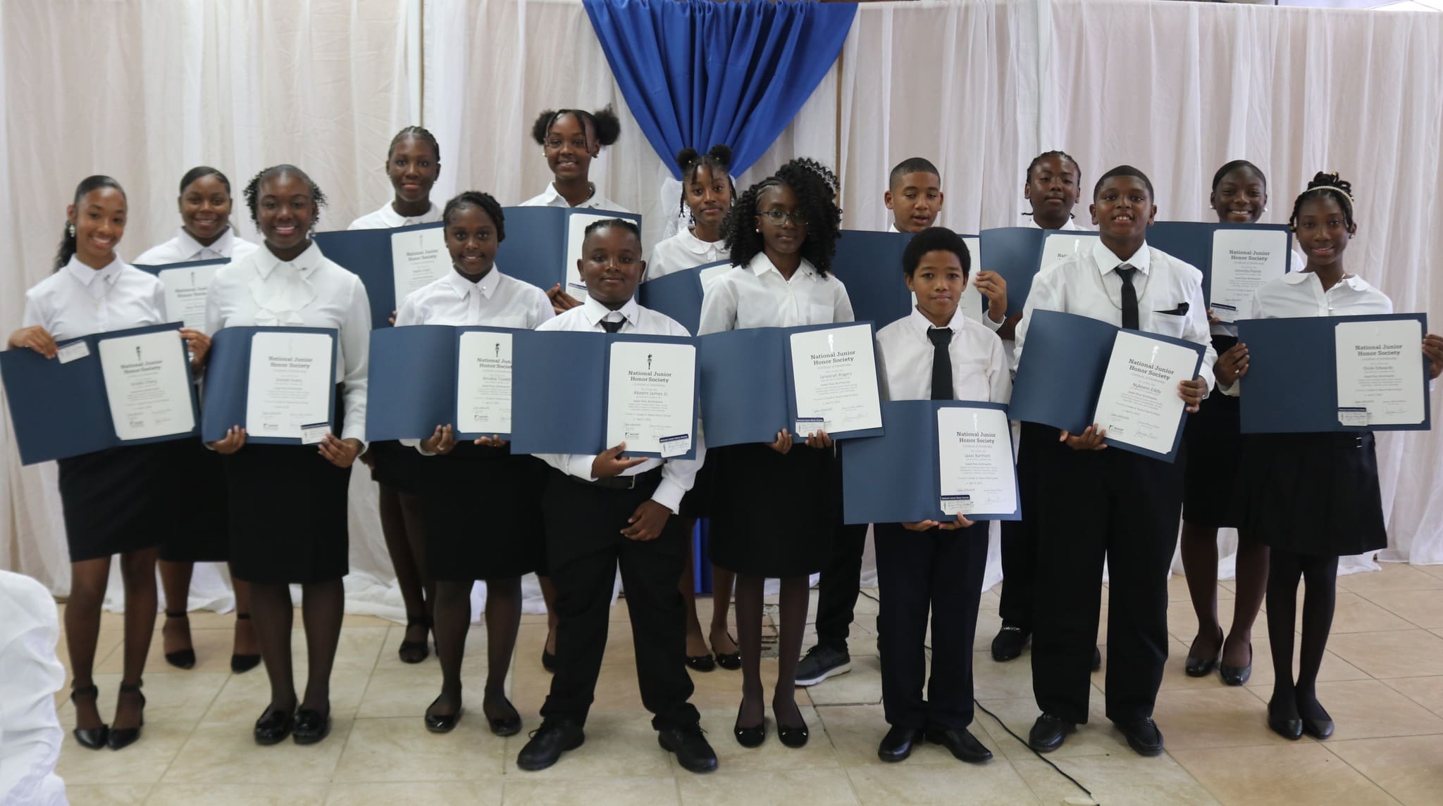 Inductees: Leslieana Dorville, Akeem James. Jr., Janerah Rogers, Nykeem Eddy, Jaxaii Bartlett, Onile Edwards, Jimmilia Plante, Terrance Charles, Jr., Kassidy St. Prix, Soriyah Evans, Naomi Lloyd, Arielle Chery, Ross Plante, Anubia Tzaddi, Daejon Liburd (Submitted Photo)