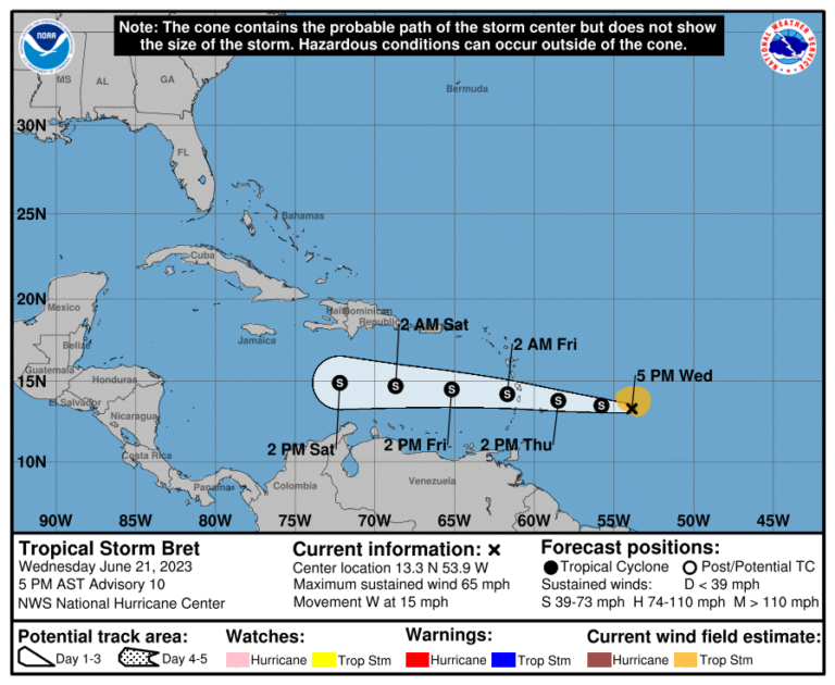 Updated | Tropical Storm Bret Developments