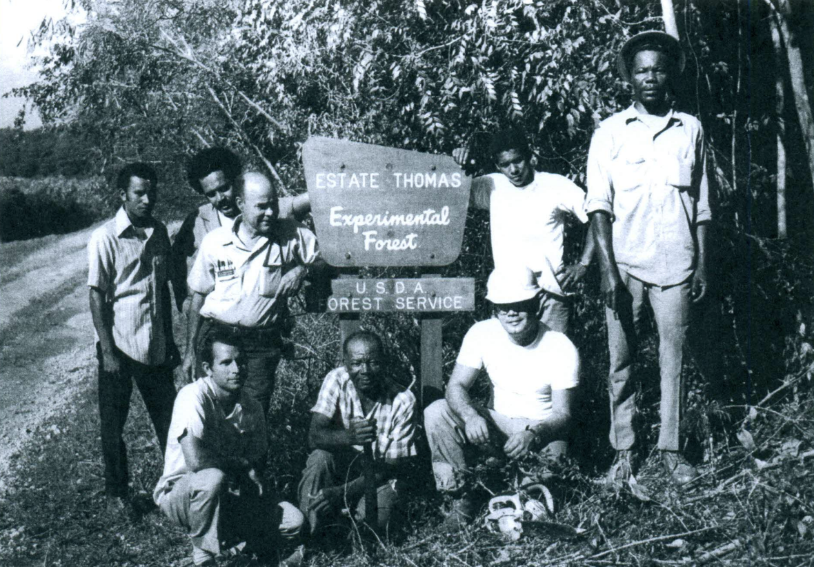 The Estate Thomas forestry crew in 1972. Larry Bough is standing second from left. (USDA Forest Service Photo)