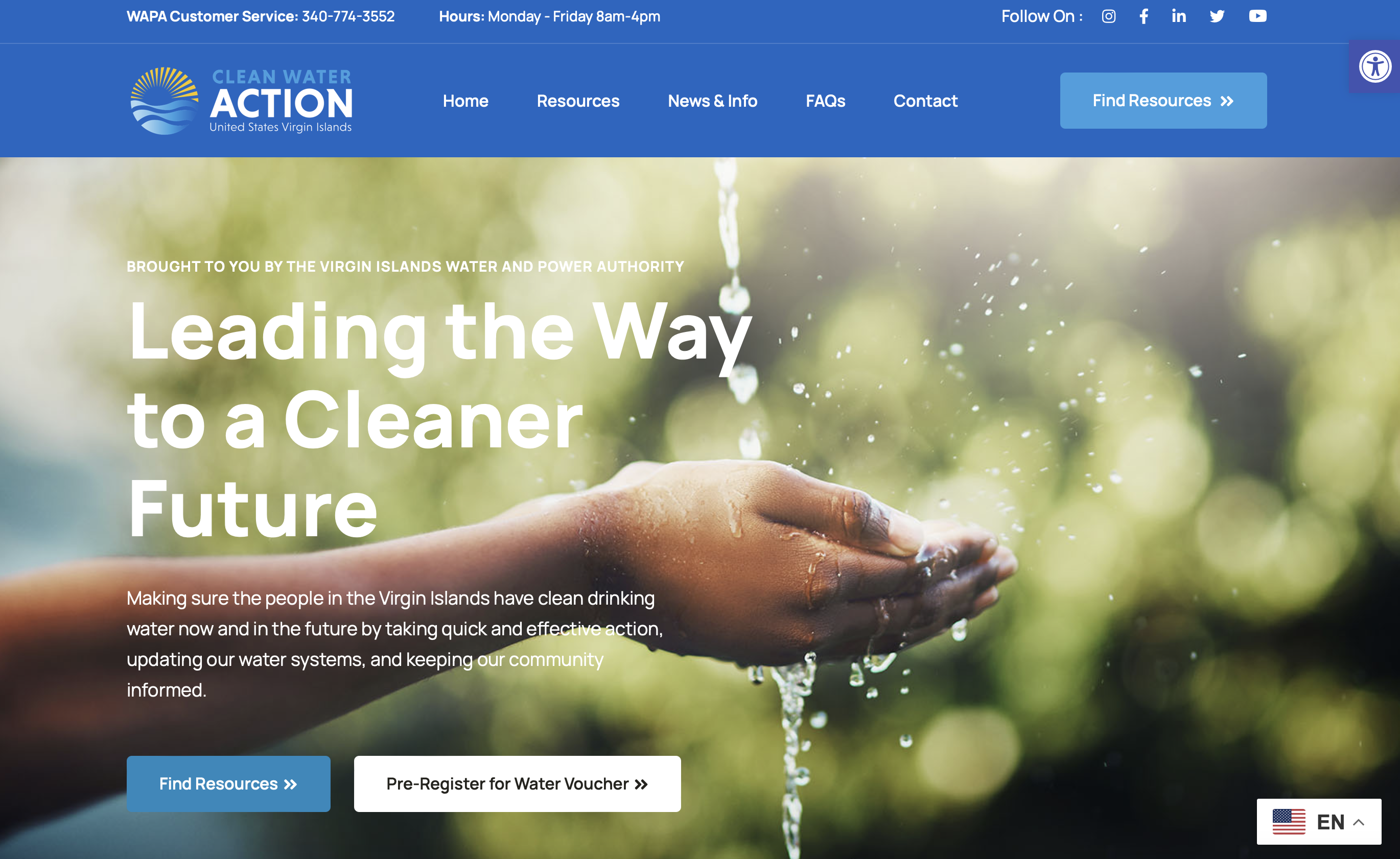WAPA has established a “Clean Water Action” website, www.cleanwaterusvi.com, where St. Croix residents affected by lead in their water may register for $100 coupon books for bottled water that will be distributed starting Saturday. (Screenshot of website)