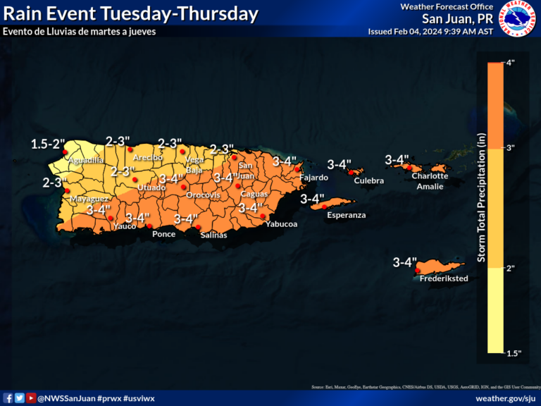 Heavy Rain Forecast for Puerto Rico and U.S. Virgin Islands this Week