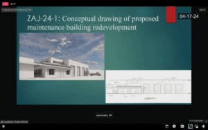 Conceptual drawing of new DPW headquarters on St. John. (Screenshot from a Senate session of the Committee of the Whole Wednesday)