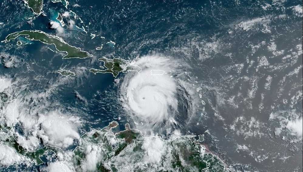 Visible satellite imagery obtained at 8:40 a.m. on Tuesday shows Hurricane Beryl moving to the west-northwest after passing over the southern Windward Islands on Monday. (Photo courtesy NOAA)