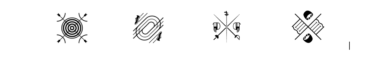 The Paris 2024 Olympics pictograms for Archery, Athletes, Fencing and Swimming. (Image courtesy Paris 2024 Olympics)