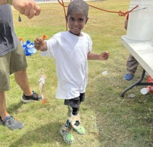 Myka Ventura, age 5, caught a grouper and snapper - more than most of the older kids. (Source photo by Susan Ellis)