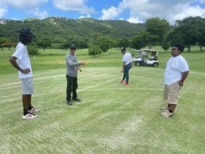 Mike Morales, owner of Turfpro engages with the program participants at Carambola. (Photo submitted by Rueben Fenton)