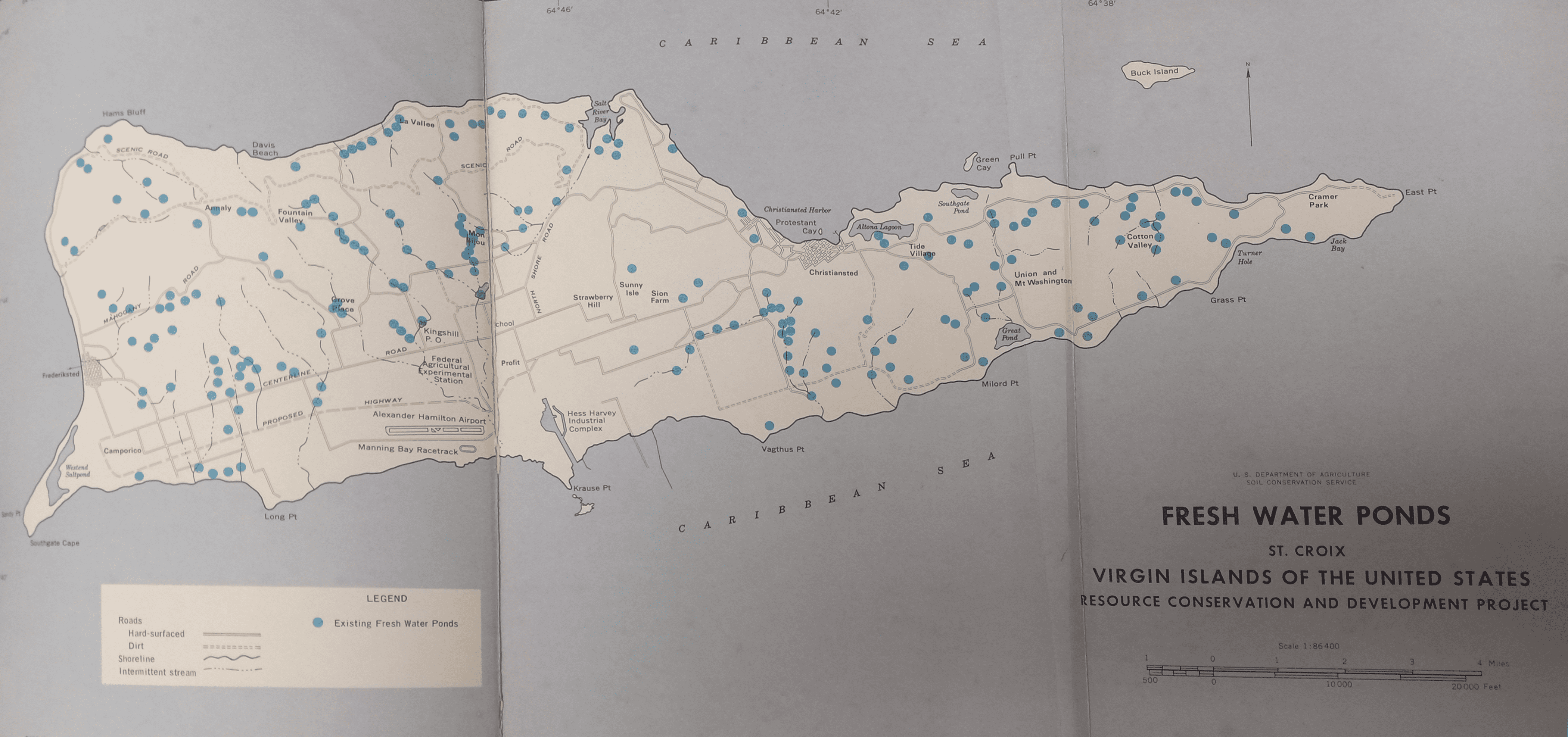In the early 1970s there were more than 200 freshwater ponds on St. Croix. St. John and St. Thomas also had their fair share of freshwater ponds back in the day. Today, if you find five freshwater ponds on St. Croix and three each on St. John and St. Thomas, we are lucky. For this reason and others, we are much poorer in wildlife due to changes in the environment. Those changes are mainly due to human destruction of the fragile ecosystem of these islands. (Images courtesy Department of Conservation and Cultural Affairs circa 1973)
