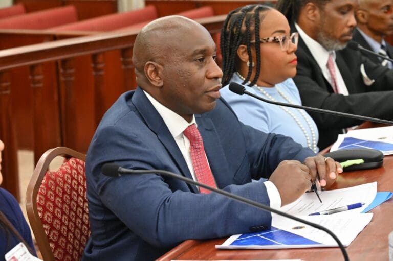 Interim V.I. Waste Management Authority Director Darryl Griffith testifies Monday before the Senate Budget, Appropriations and Finance Committee. (Photo courtesy V.I. Legislature)