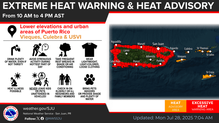 The NWS in San Juan, Puerto Rico, has issued heat alerts for the U.S. Virgin Islands and Puerto Rico. (Photo courtesy NWS)