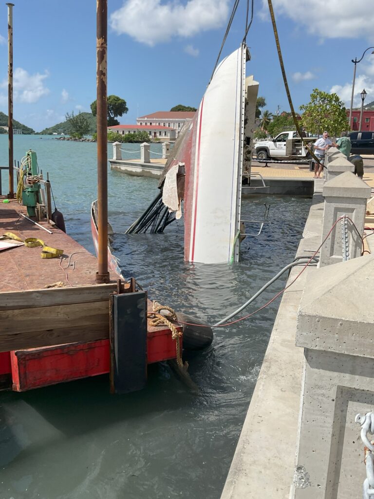 Grounded Sailboat Removed From St. Thomas Waterfront After More Than a Year