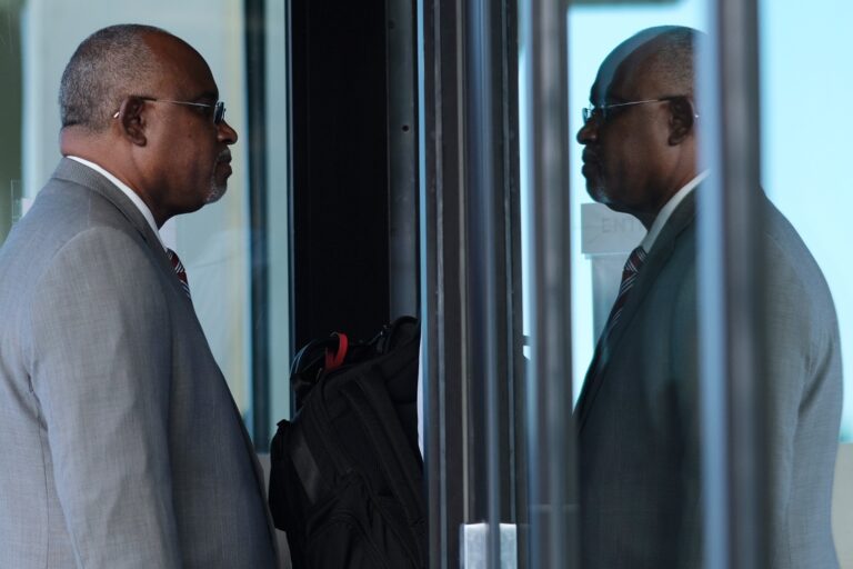 Former VIPD commissioner Ray Martinez arrives at the federal courthouse Wednesday on St. Thomas for the start of his trial on fraud and bribery charges. (Source photo by Kit MacAvoy)