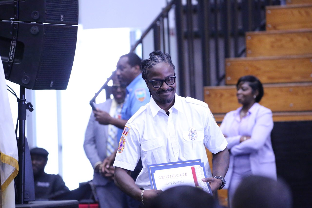 Newly graduated firefighter-EMT Jolly Joseph. (Photos by Saidah Sekou and Jamal Potter Legislature of the Virgin Islands)